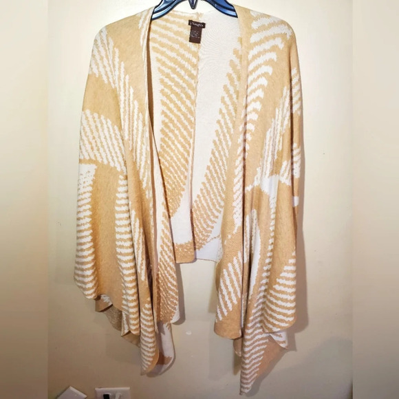 J.mclaughlin striped wrap poncho neutral beige - Picture 3 of 11